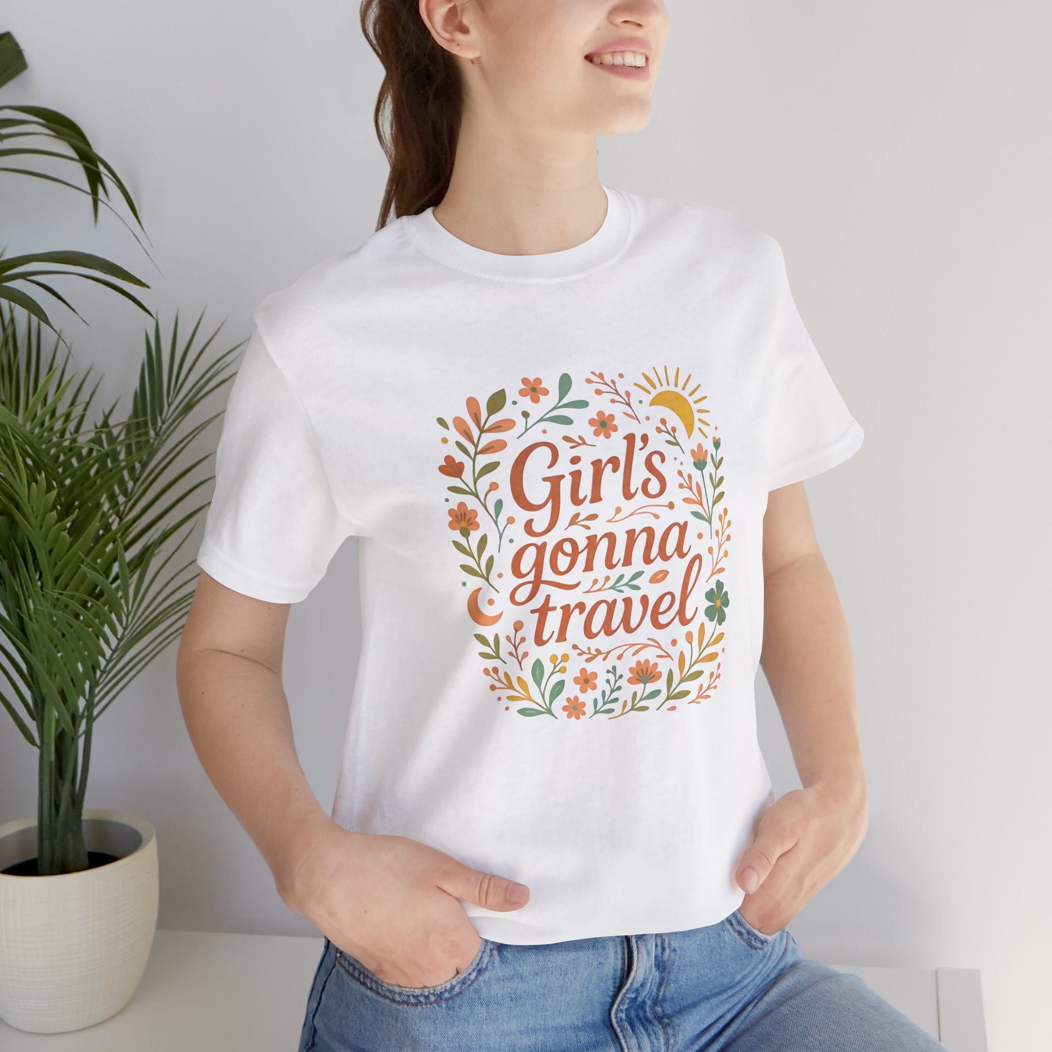 Girls Gonna Travel Floral Short Sleeve Tee