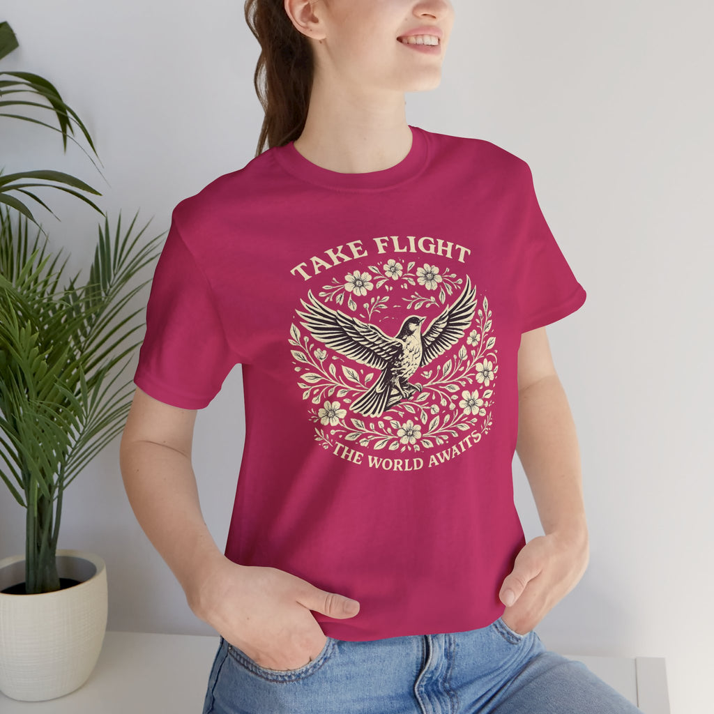 Take Flight the World Awaits Short Sleeve Tee