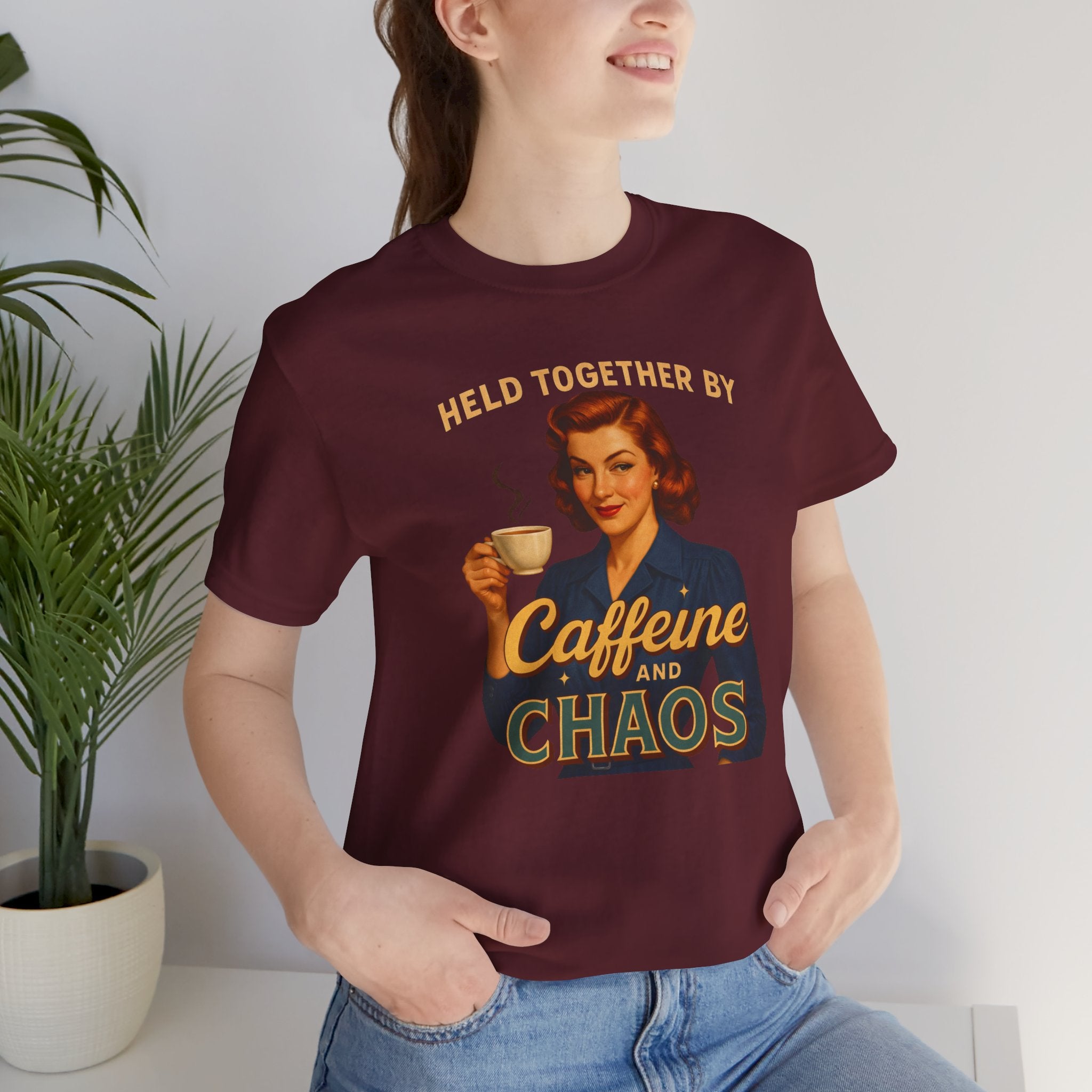 Held Together By Caffeine and Chaos Short Sleeve Tee