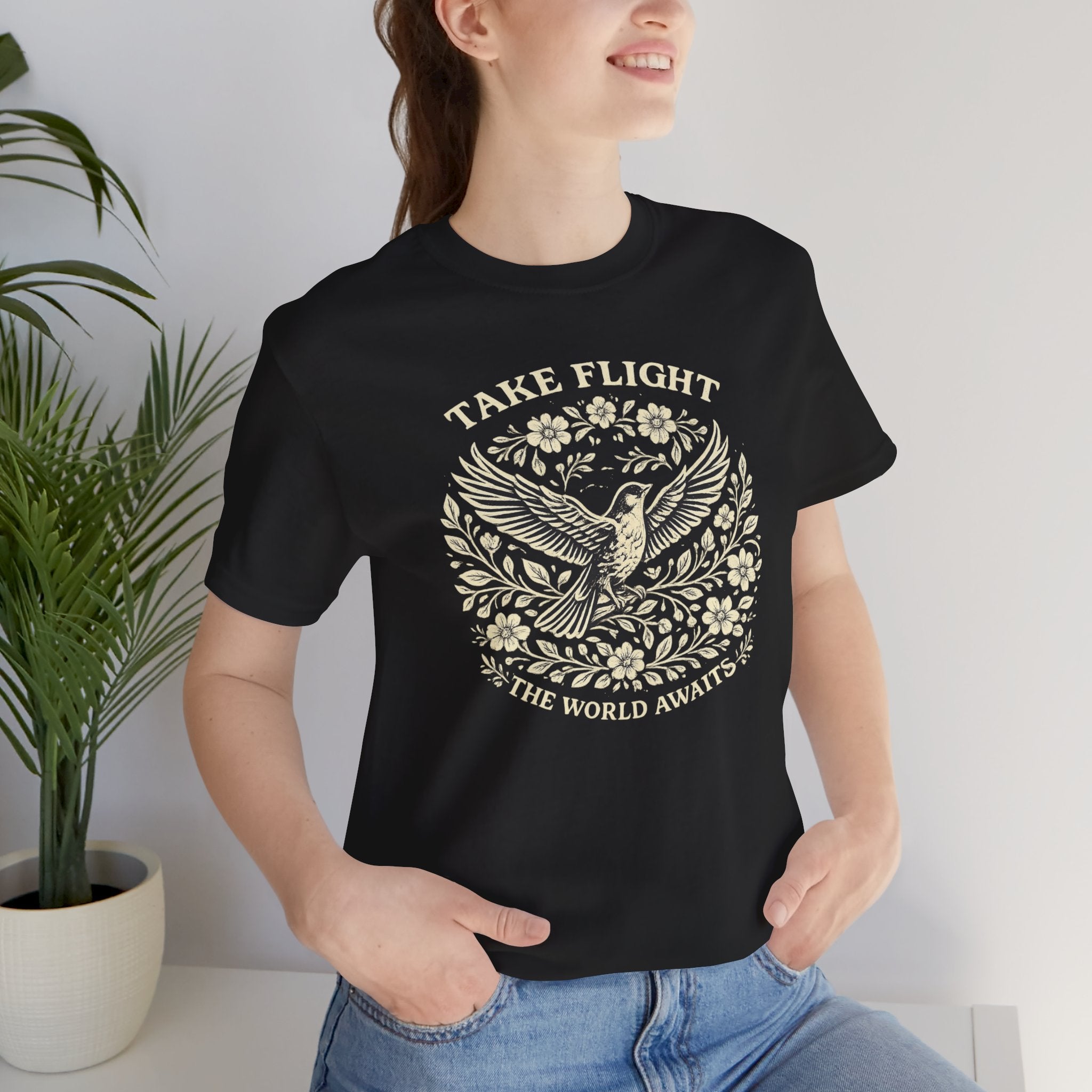 Take Flight the World Awaits Short Sleeve Tee