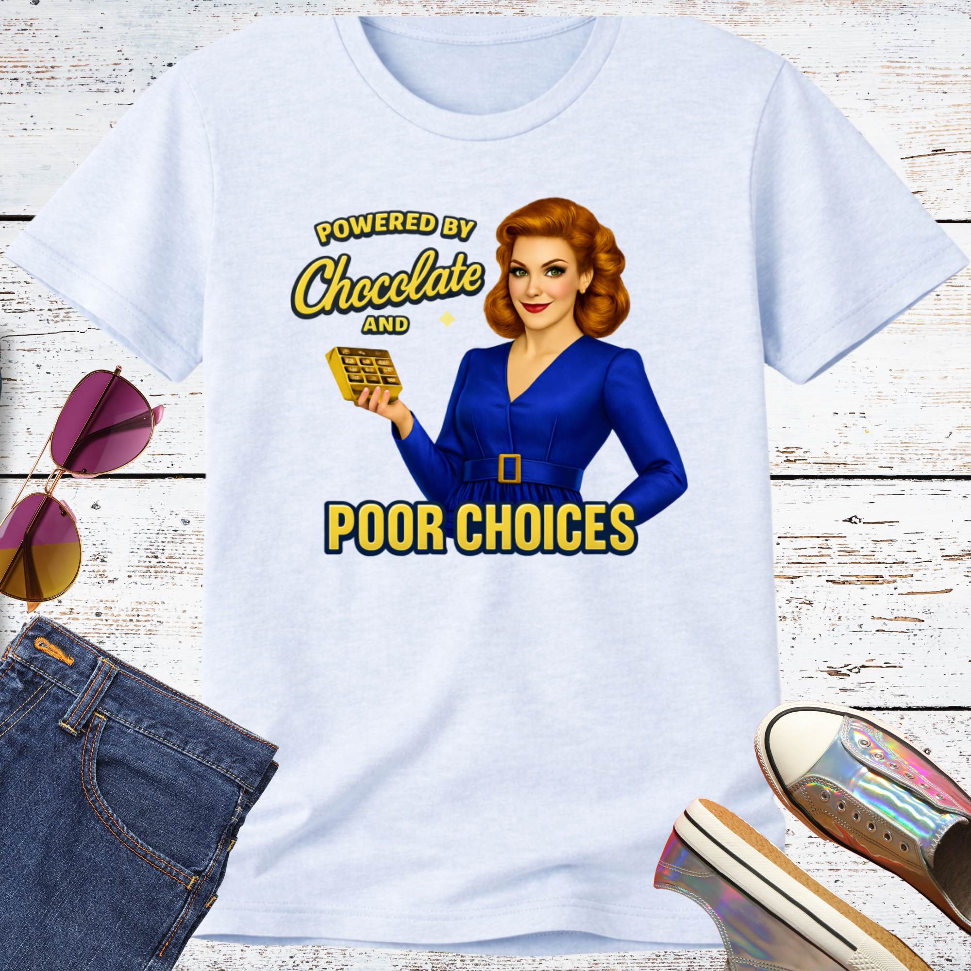 Powered by Chocolate and Poor Choices Short Sleeve Tee