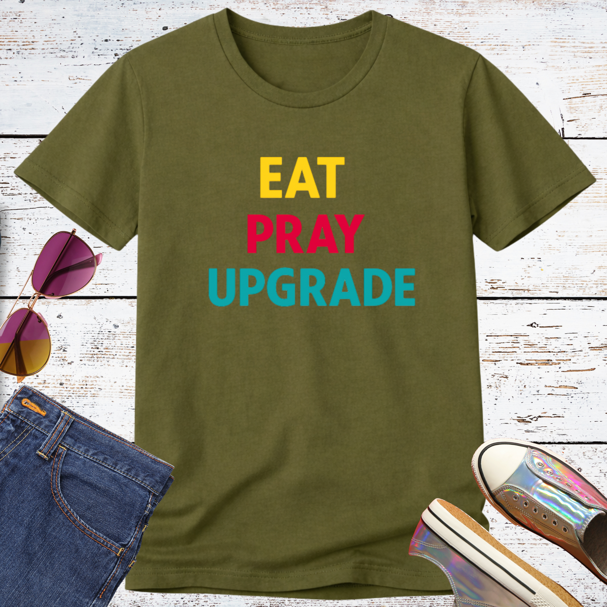 Eat Pray Upgrade Short Sleeve Tee