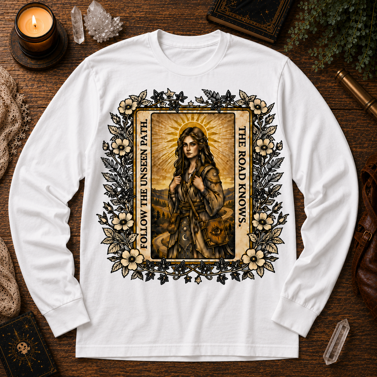 The Road Knows Mystical Tarot Long Sleeve Tee