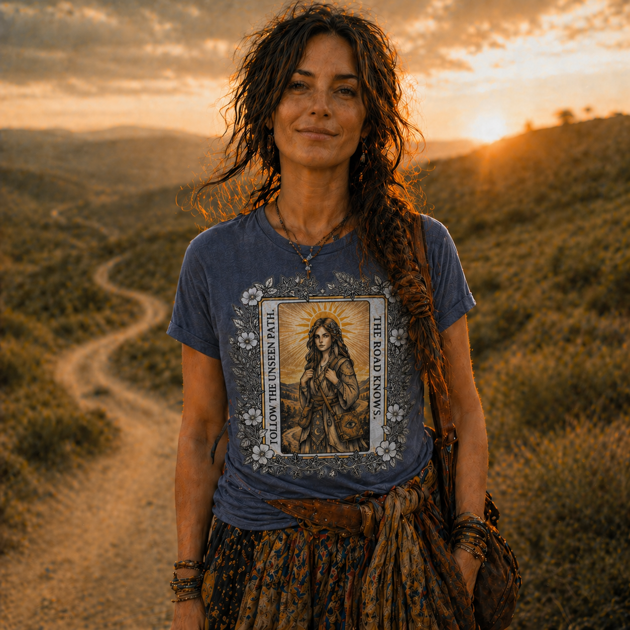 "The Road Knows" Mystical Tarot Short Sleeve Tee for Spiritual Wanderers