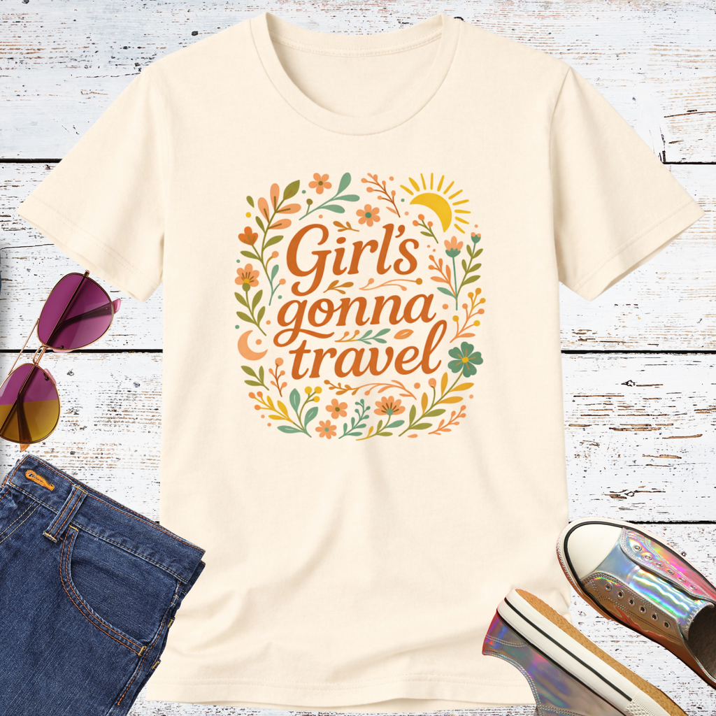 Girls Gonna Travel Floral Short Sleeve Tee