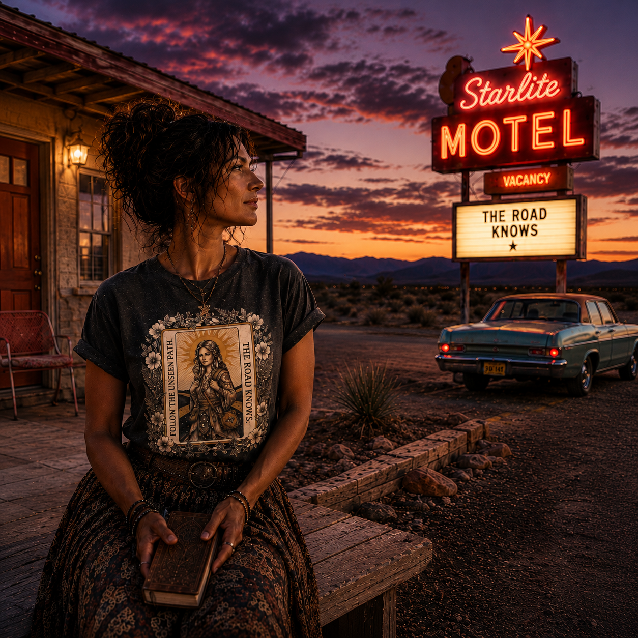 "The Road Knows" Mystical Tarot Short Sleeve Tee for Spiritual Wanderers