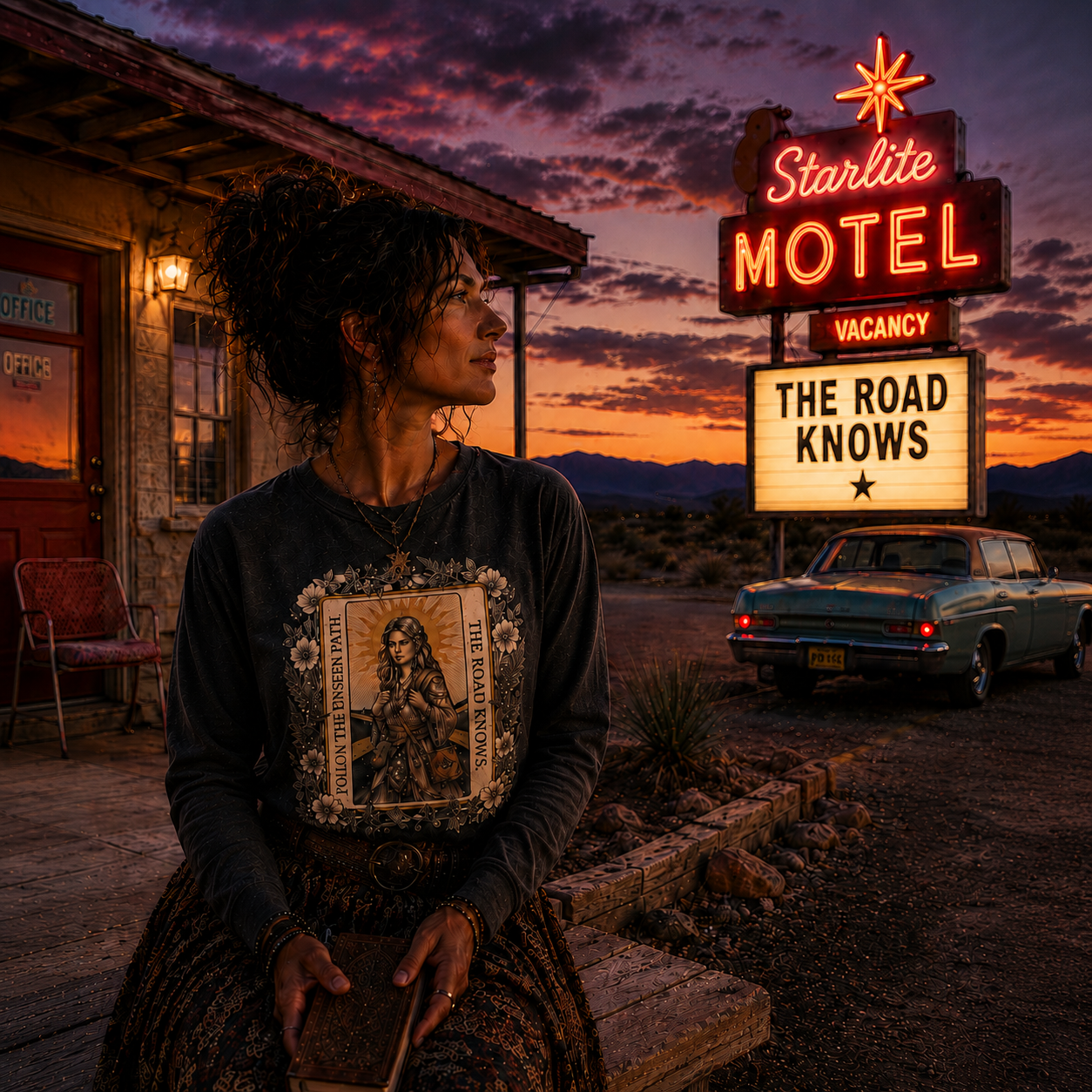 The Road Knows Mystical Tarot Long Sleeve Tee