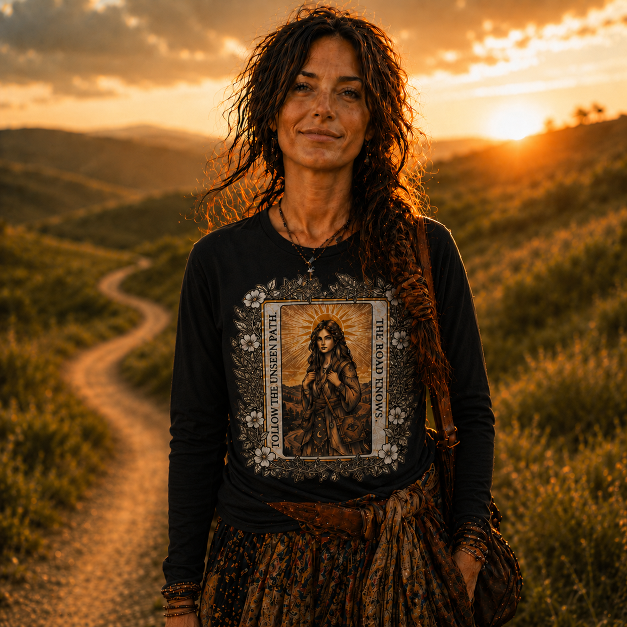 The Road Knows Mystical Tarot Long Sleeve Tee