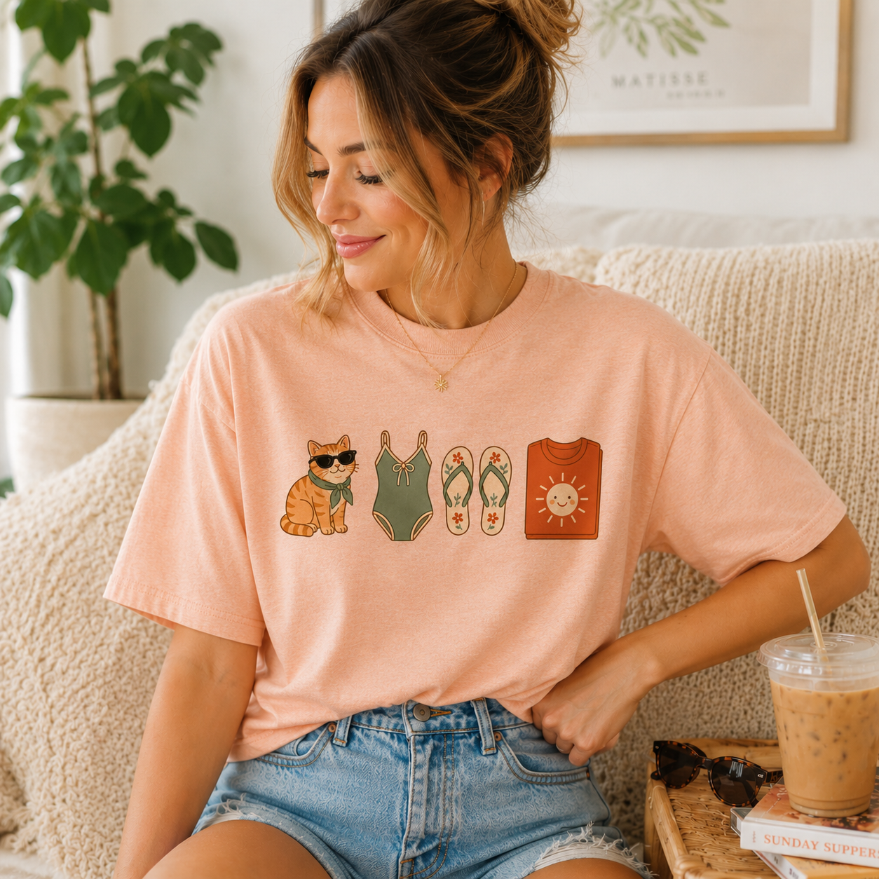 Summer Essentials Cat Short Sleeve Tee