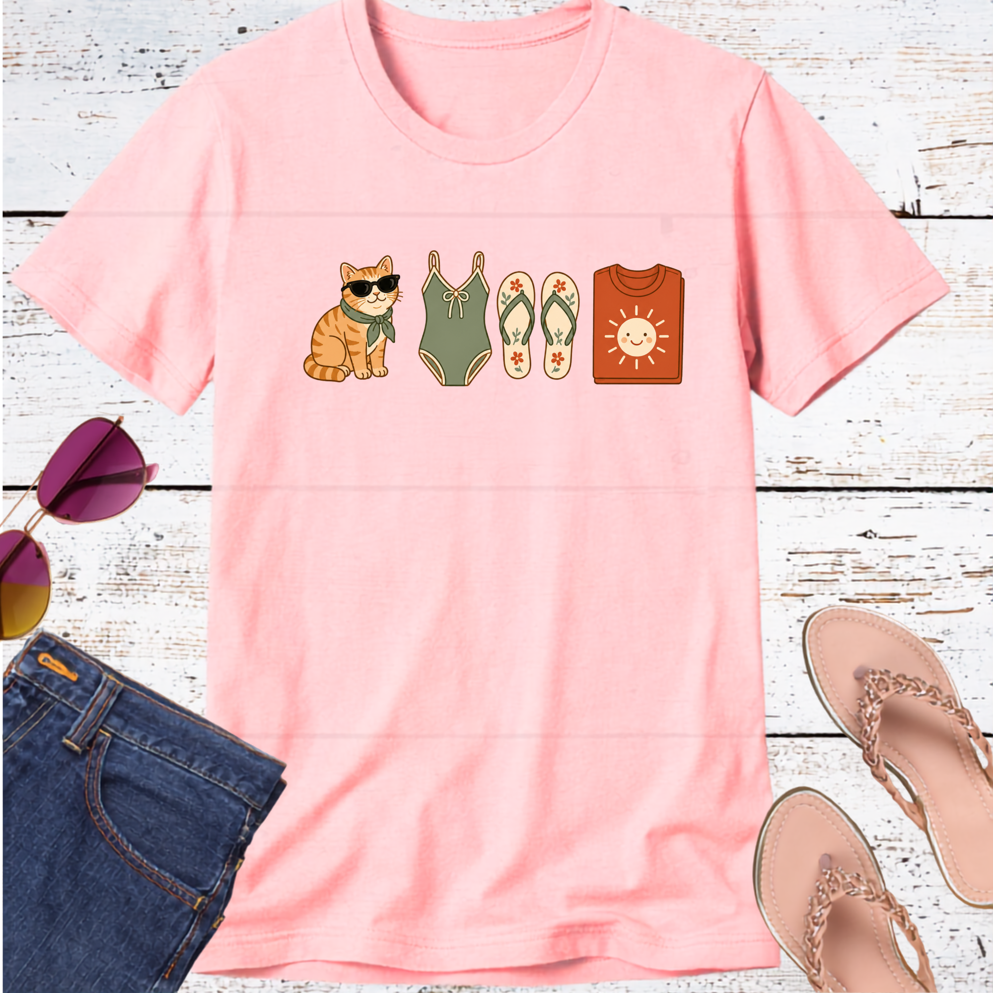 Summer Essentials Cat Short Sleeve Tee