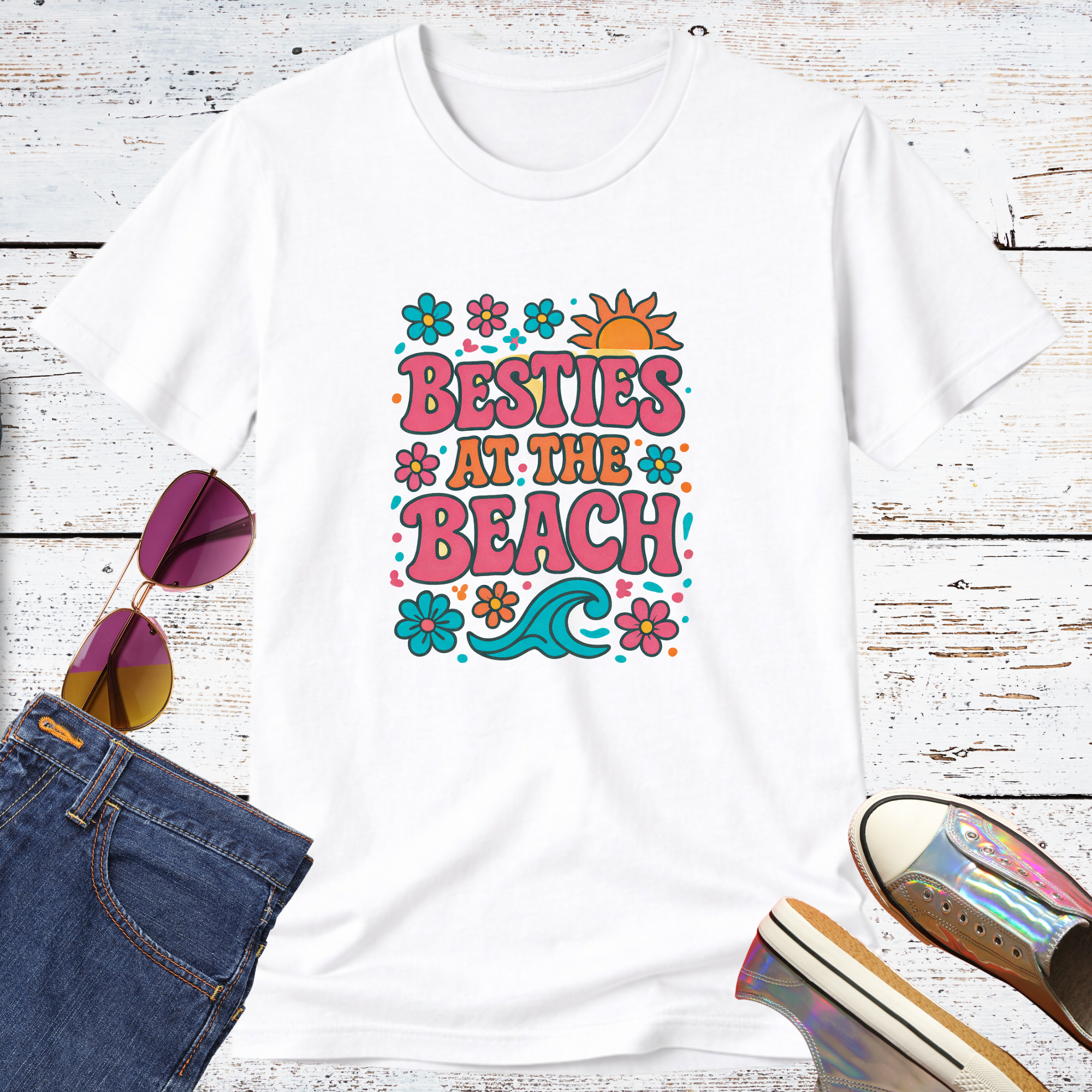 Besties at the Beach Short Sleeve Tee